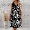 Plus Size V Neck Sleeveless Dress Misty River Valley Ink Print For Lakeside Leisure Trip