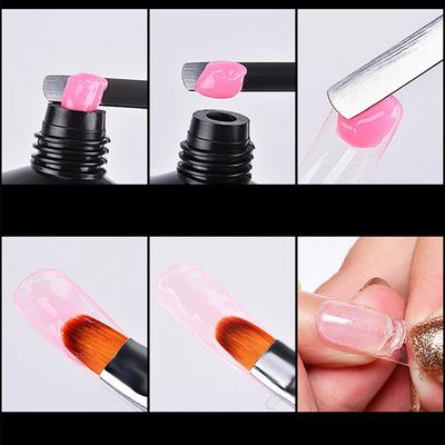 1pc Dual End Nail Art Painting Brush Gel Polish Extension Color Mixing Stainless Steel Nail Pen