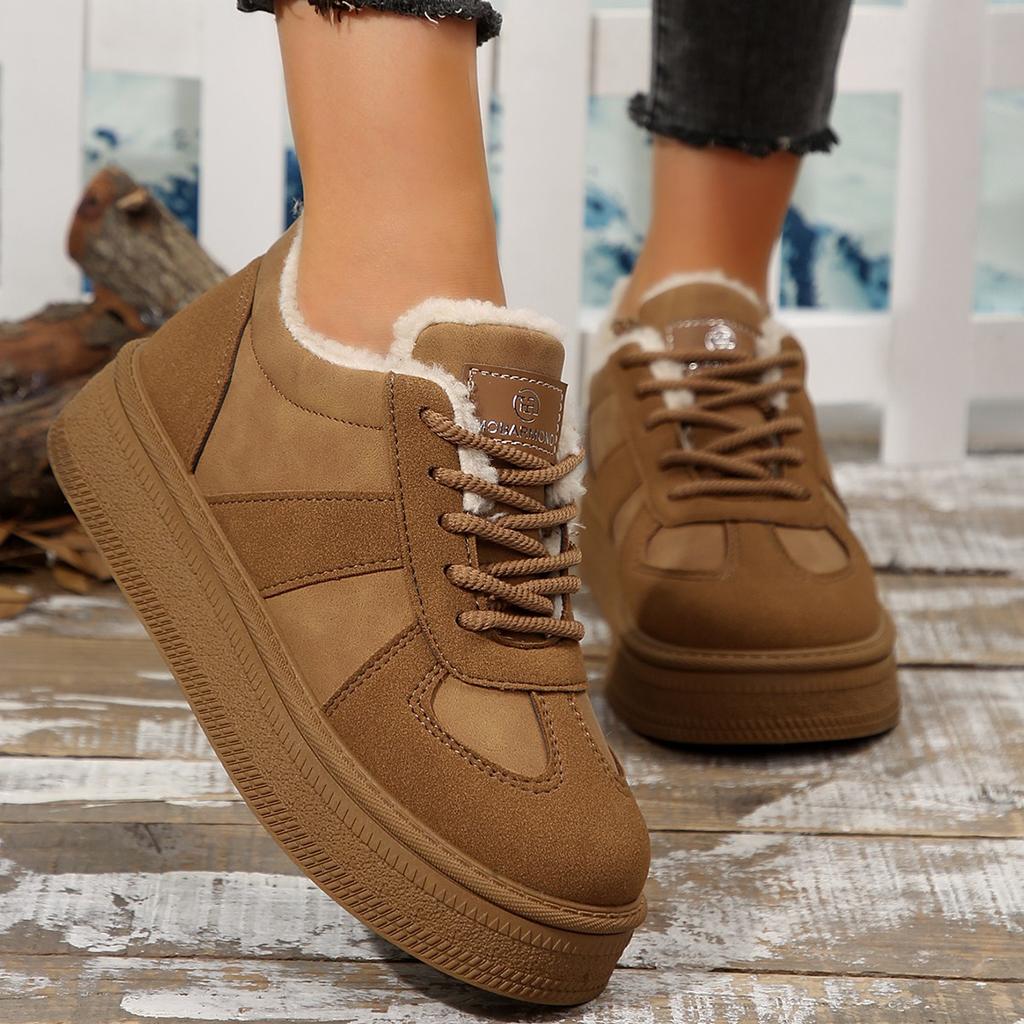 Fashion Autumn Winter Warm Platform Sneakers Women Casual Lace Up Non Slip Cotton Padded Shoes Woman 2025 Faux Suede Ankle Boots Mujer