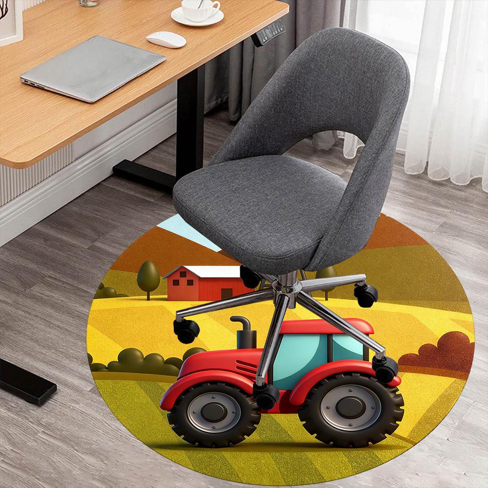 

1 шт. Фермерский трактор Круглый коврик для стула Офисный ковер - Нескользящий, Коврик для пола для офиса, спальни и декора помещений p127186 80cm by 80cm