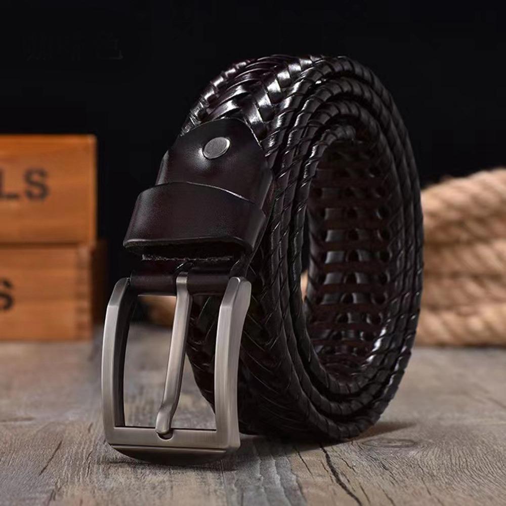 Zinc Zinc Alloy Men Weave Belt Retro Jeans Waistband Fashion Male Genuine Leather Belt  Ornament