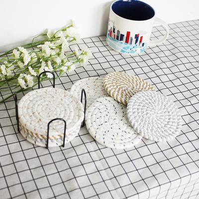 8PCS Nordic Ins Waterproof Water-absorbent and Anti-slip Coaster and Bowl Mat with Stand Suitable for Dining Table Coffee Mat