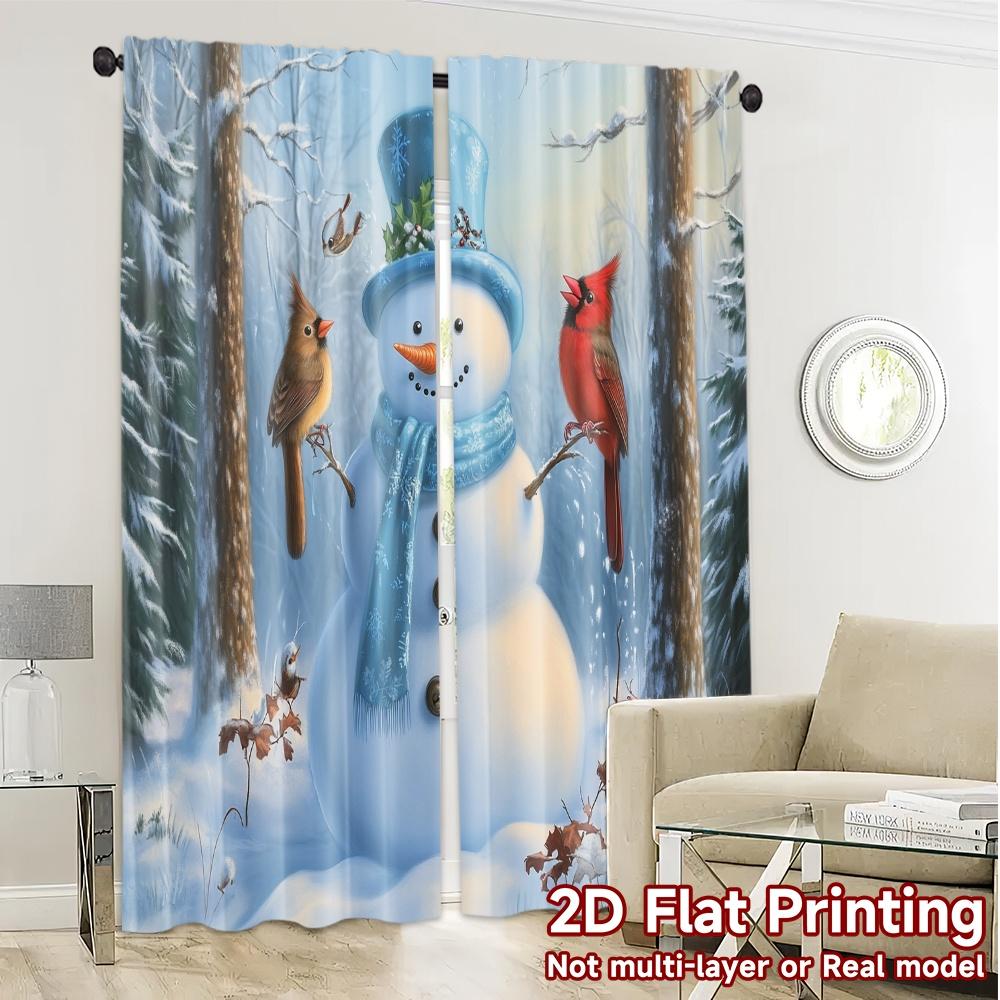 2pcs,Curtains Cute Snowman Winter Friends (2) Minimalist Chic Curtains Durable Polyester Curtains All Seasons Perfect for Living