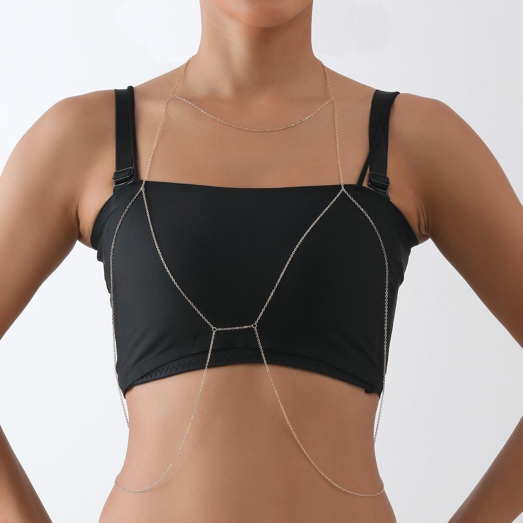 European and American, Metal Chain Bikini Breast Chain Women, Sexy Beach Style Simple and Versatile Body Chain