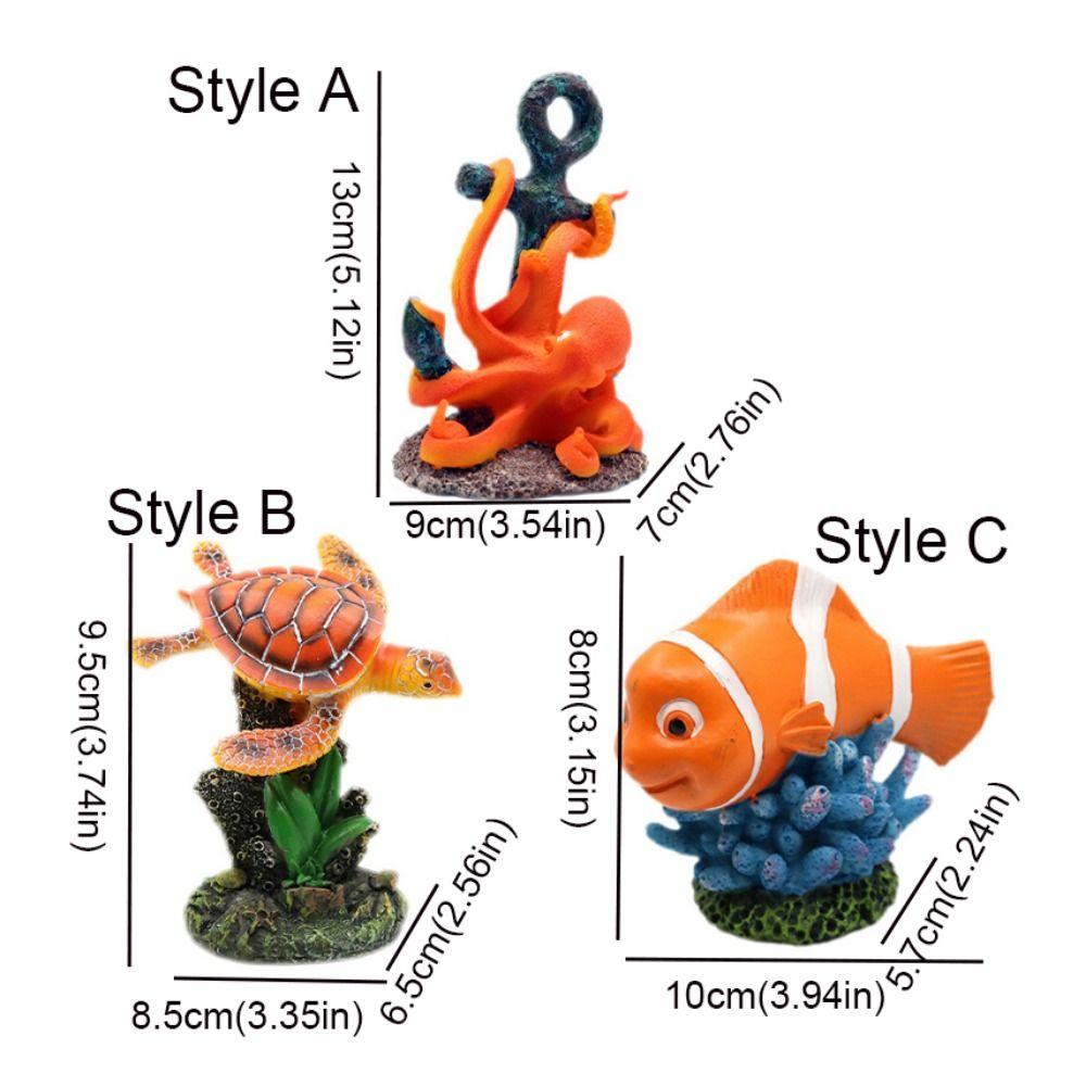 Simulation Clownfish Coral Ornaments Lifelike Turtle Landscaping Fish Hiding Cave  Fish Tank