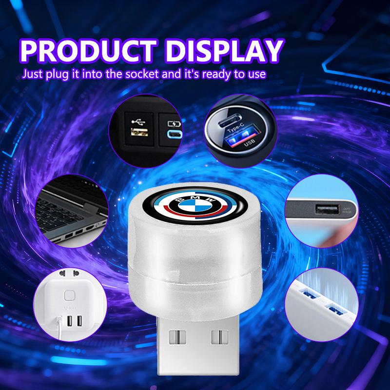 AAAXJ1 Car Logo USB LED Atmosphere Lamps Lighting Portable Lights For BMW E36 E39 E87 E60 E46 E53 E90 F10 F20 F25 F30 X3 X5