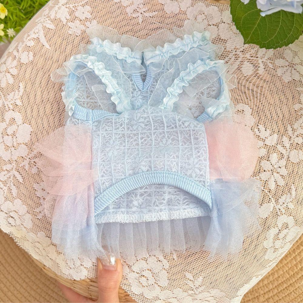 Lace Bow Pet Mesh Dress Cute Pet Clothes Fashion Dog Princess Skirt  Spring Summer