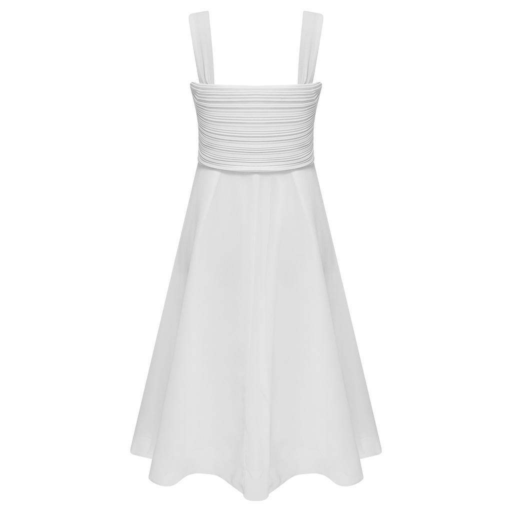 Dívčí elegantní květinové šaty s V výstřihem, bez rukávů, s nařaseným živůtkem a kaskádovým volánkem, šifonové společenské šaty