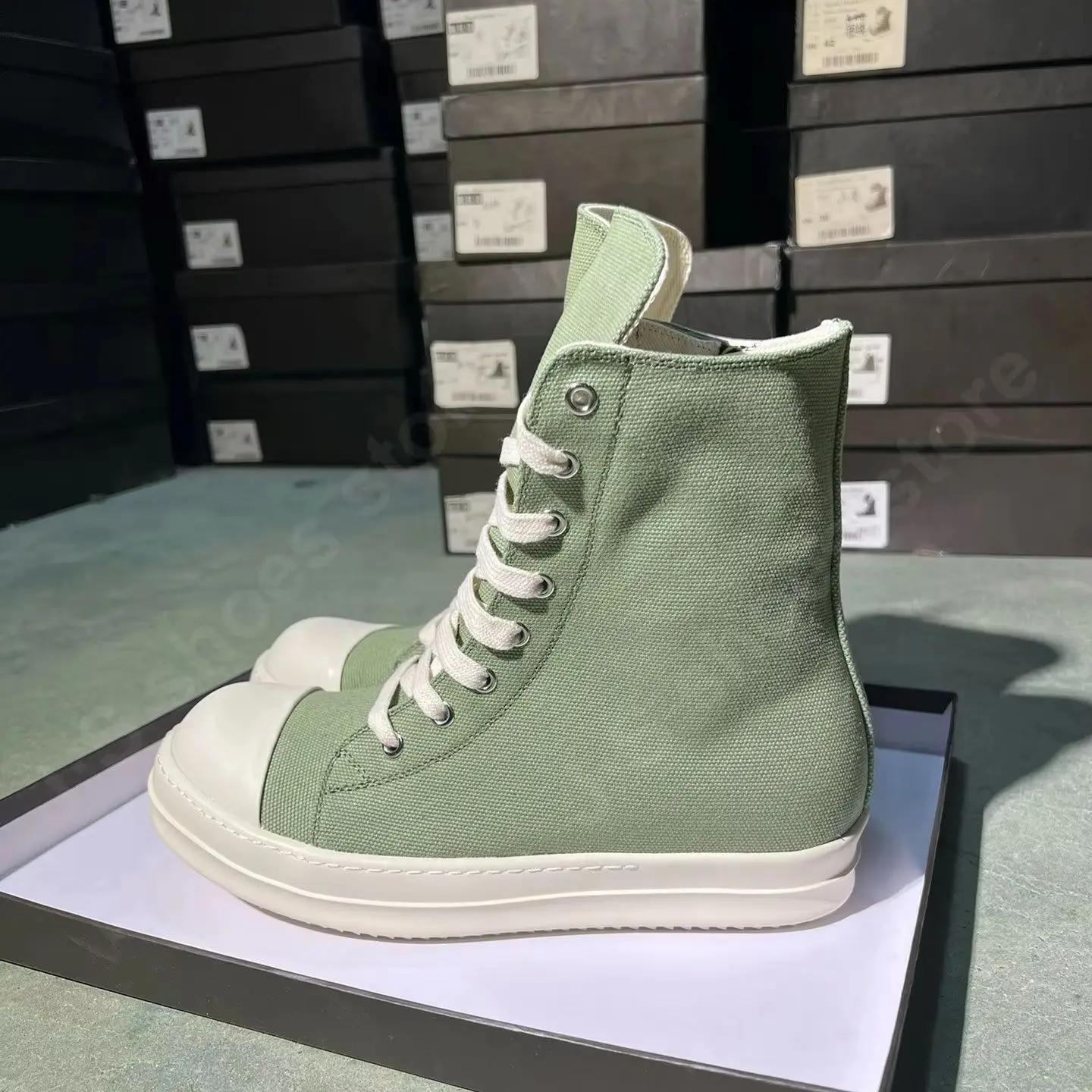 

Brand Ro Luxury Ankle Boot Men Shoe Women Sneaker Army Green Canvas High Top Casual Shoes Sneakers Zipper Luxury Flat Boots 48 армия зеленый