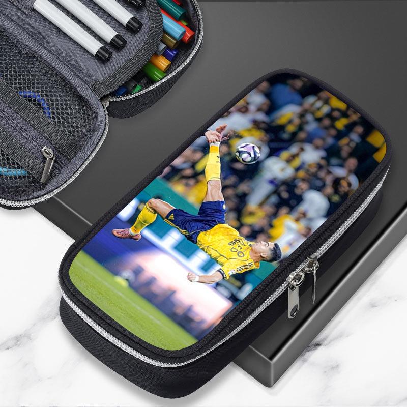 Large Capacity 2026 World Cup Pencil Case: Featuring Ronaldo, Messi, Haaland & Mbappé