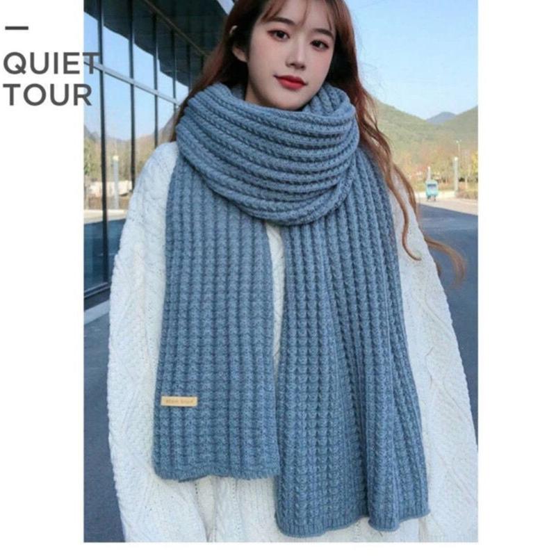 Warm Knitted Yarn Scarf Fashion Thick Yarns Long Scarf Neck Gaiter Outdoor Neck Scarf Wrap Accessory for Winter Warmth