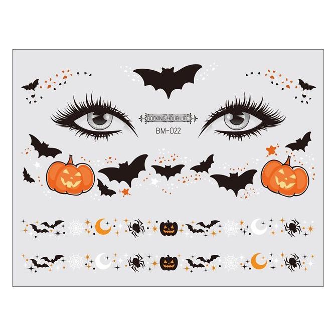 Waterproof Halloween Bat Face Stickers for Kids - Aesthetic Temporary Tattoos