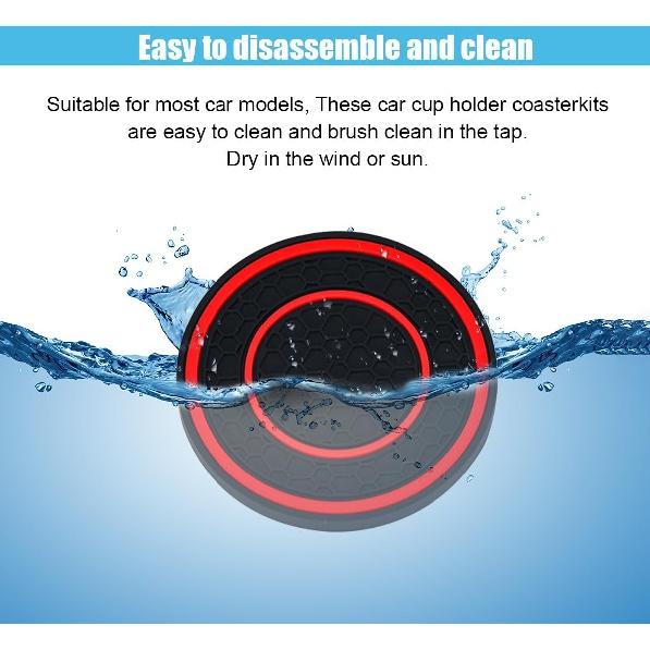 2PCS Car Cup Holder Coasters, 2.75 Inch Auto Non-Slip Anti Dust Cup Mats, Console Cup Holder Insert Coaster Auto Insulated Mats, Universal Interior