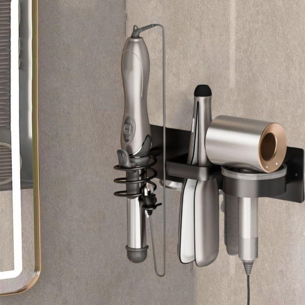 3 in 1 Hair Dryer Holder Aluminum Hair Straightener Holder Curling Iron Shelf  Toilet