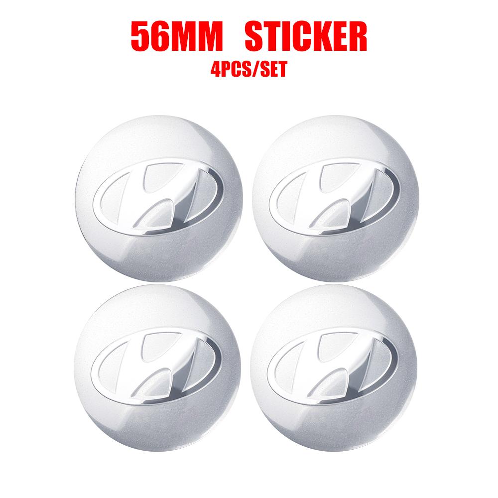 Car Styling 4PCS 56mm Car Tire Hub Center Cap Decoration Stickers For Hyundai Tucson Solaris Kona Accent I20 I30 IX35 Mistra I10 TT34