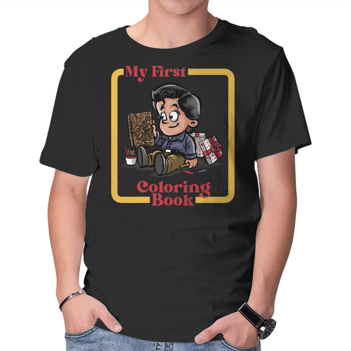 Unisex Crew Neck T-Shirt My First Coloring Book Graphic Short Sleeve Casual Tee XS