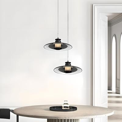 Flygande tefat Glas LED Ljuskronor Nordisk Heminredning Pendellampor Modern Minimalistisk Sovrum Vardagsrum Inredning Hänglampor