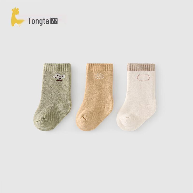 TONGTAI Детские дышащие толстые махровые носки (3 пары) 6-12M жёлтый