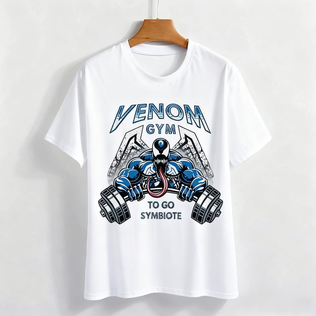 Genuine 2026 New Venom Sport Fitness Print High Quality Fashion Plus Size Men's Short Sleeve Loose Sport T-Shirt