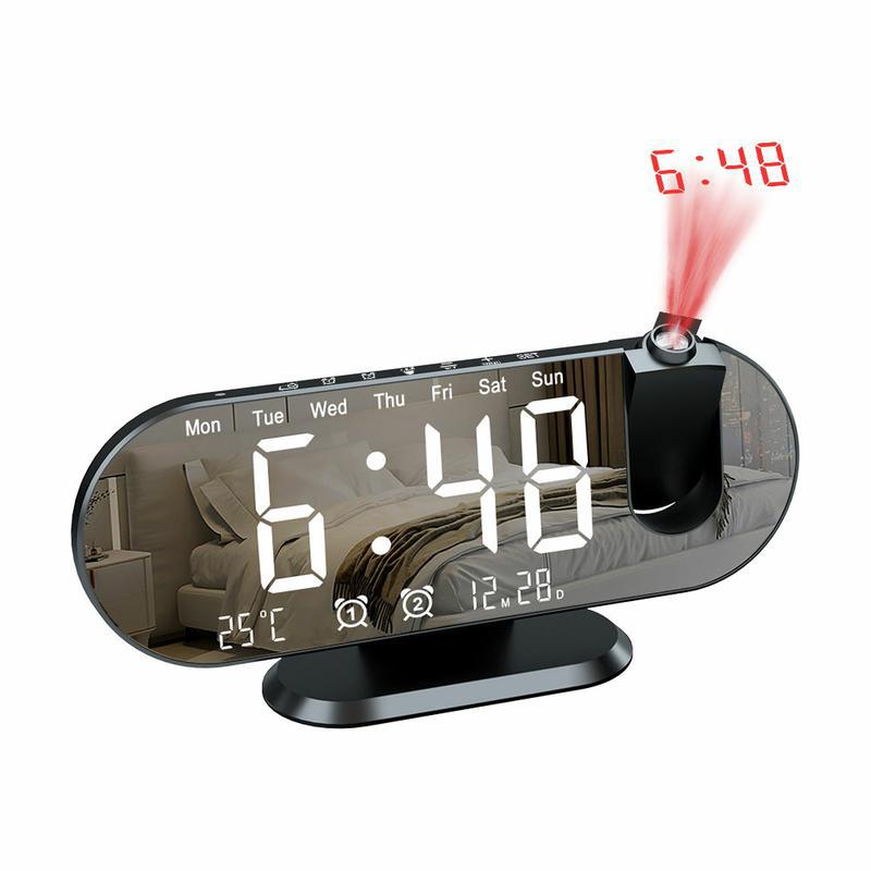 Multifunctional RGB Radio Projection Clock Creative LED Alarm Clock Temperature and Humidity Digital Projection Clock Mirror Electronic Clock