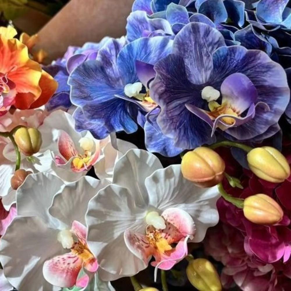 Orchidée Papillon Artificielle à 9 Têtes 98cm Orchidée Phalaenopsis en Soie Table de Fête