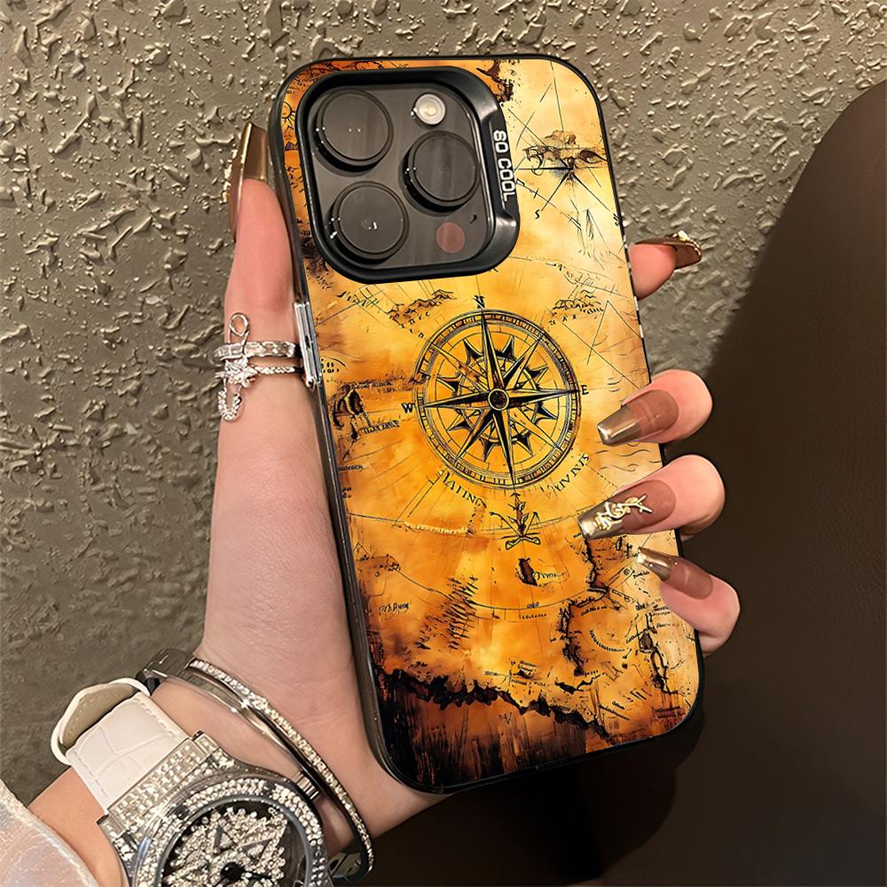 

Wood Compass Clock Art Phone Case For iPhone 16,15,14,13,12,11,Pro,Max,Plus,Mini,XS,SE Anti Fall Black Matte Hard Bumper iPhone15promax