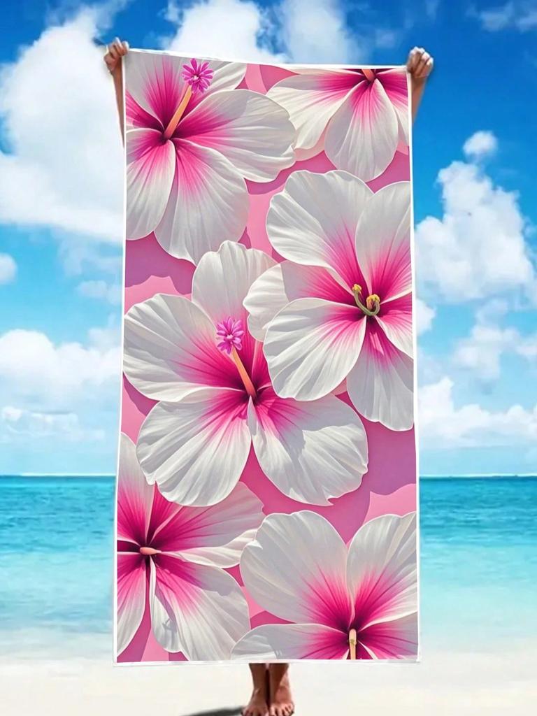 Strandtuch mit Hortensien-Print, weiche Mikrofaser, schnell trocknend, übergroß, sandabweisend saugfähig, Strand tropisch floral Tischdecke