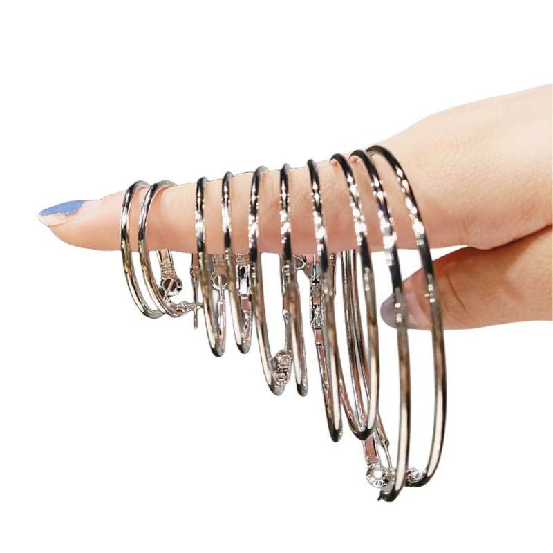 925 Silver Needle Exaggerated Hoop Earrings with Korean-Style Metal Design