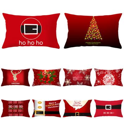 Weihnachtsrot Druckserie Pfirsichhaut Taillenkissenbezug Heimaccessoires Sofakissenbezug
