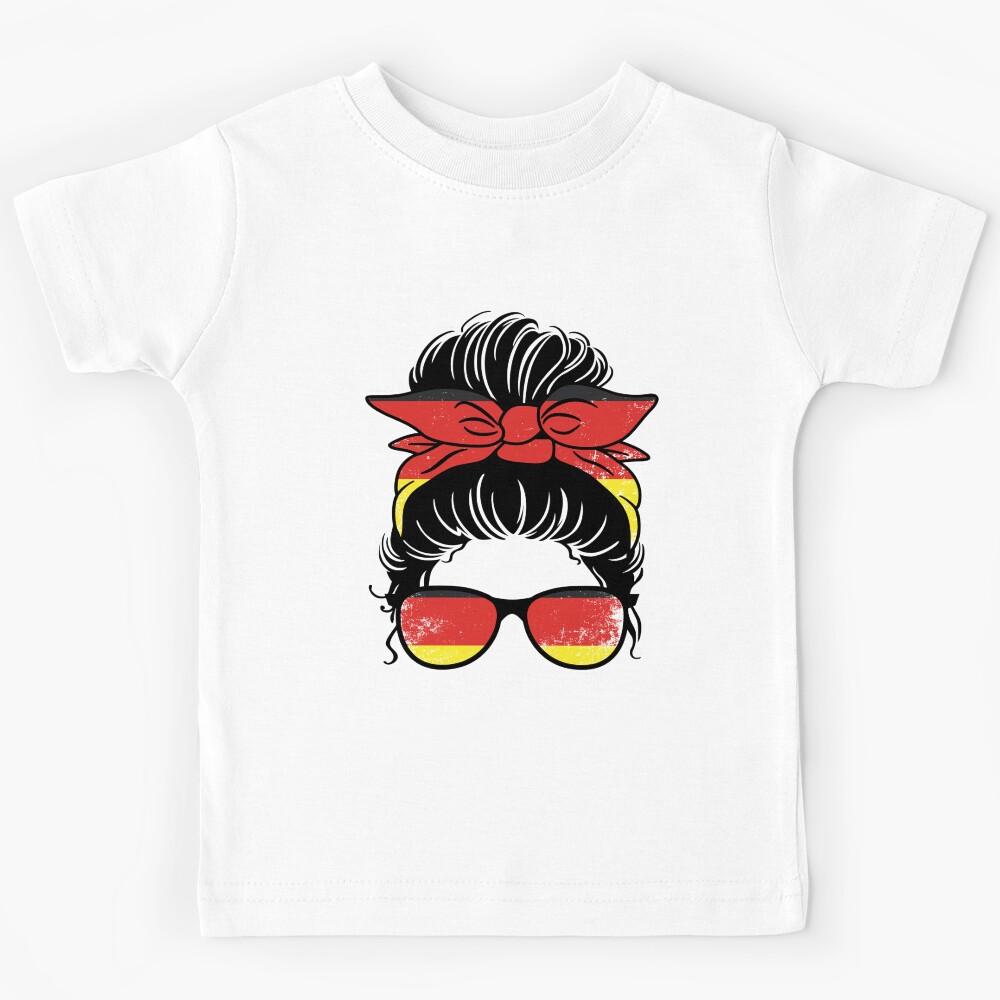 Messy Bun Awesome German Woman A Deutsch Deutschland Native Kids T-Shirt 170