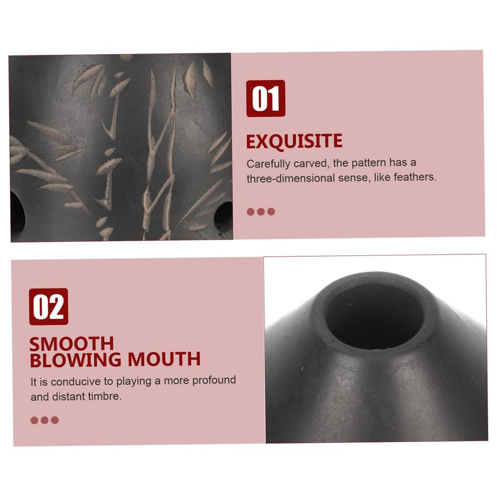 Traditional 8 Hole Ceramic Ocarina Black Clay Crafted Melodious Sound Wind Instrument Present for Cultural Enthusiasts