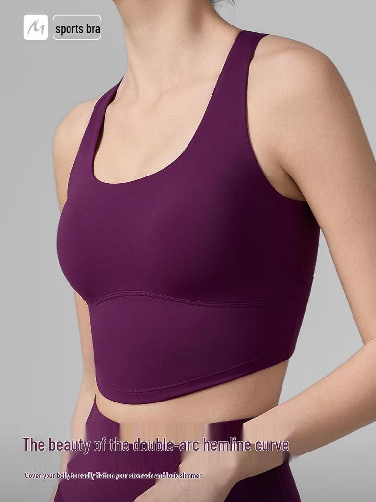 Women's Wide-Strap Cross-Over Sports Bra with Side Support, Shock Absorption, Fixed Cups, Hollow Back, Yoga Vest