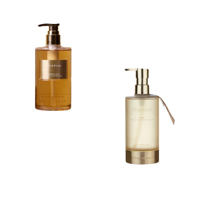 Dear Irean Amber Key Shower Gel & Flourishing Garden Bath Oil Duo
