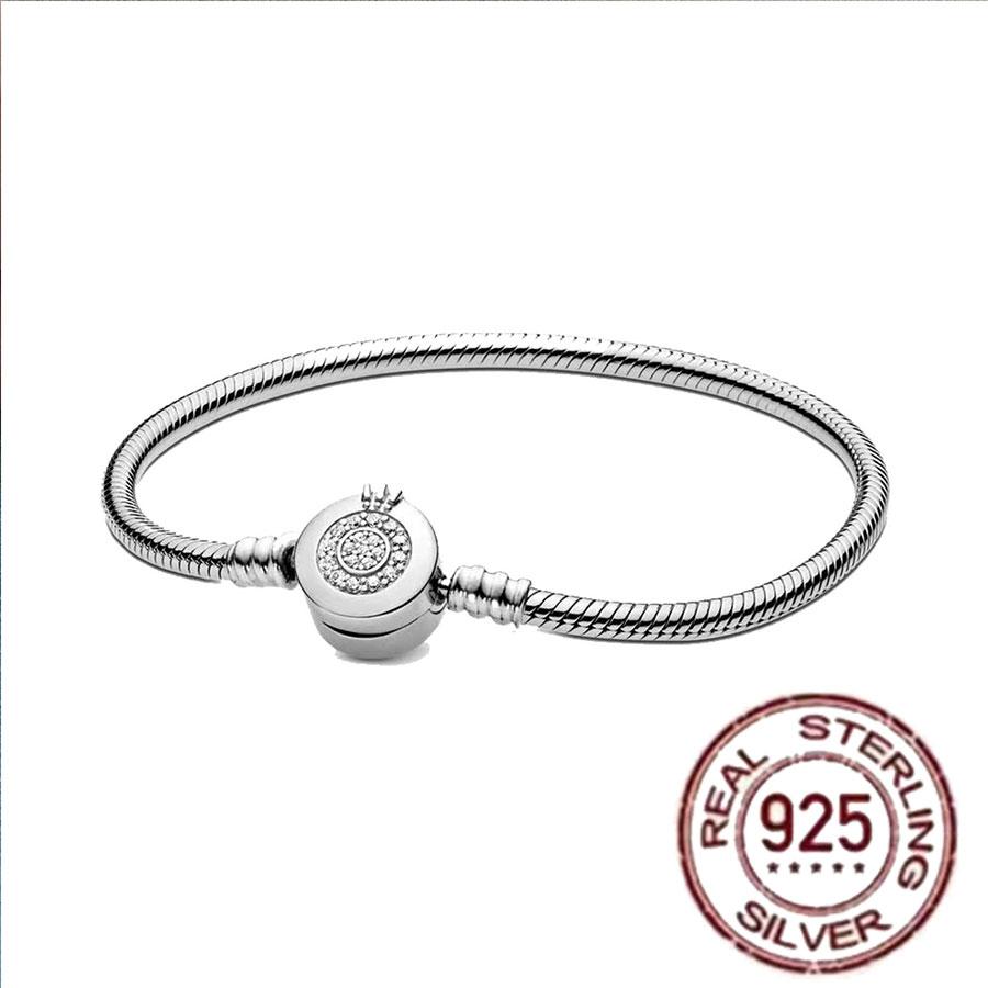 Best-selling 925 Sterling Silver Heart-shaped Crown Snake Bone Chain, Perfect for the Original DlY Bracelet! Ladies' Birthday Fa