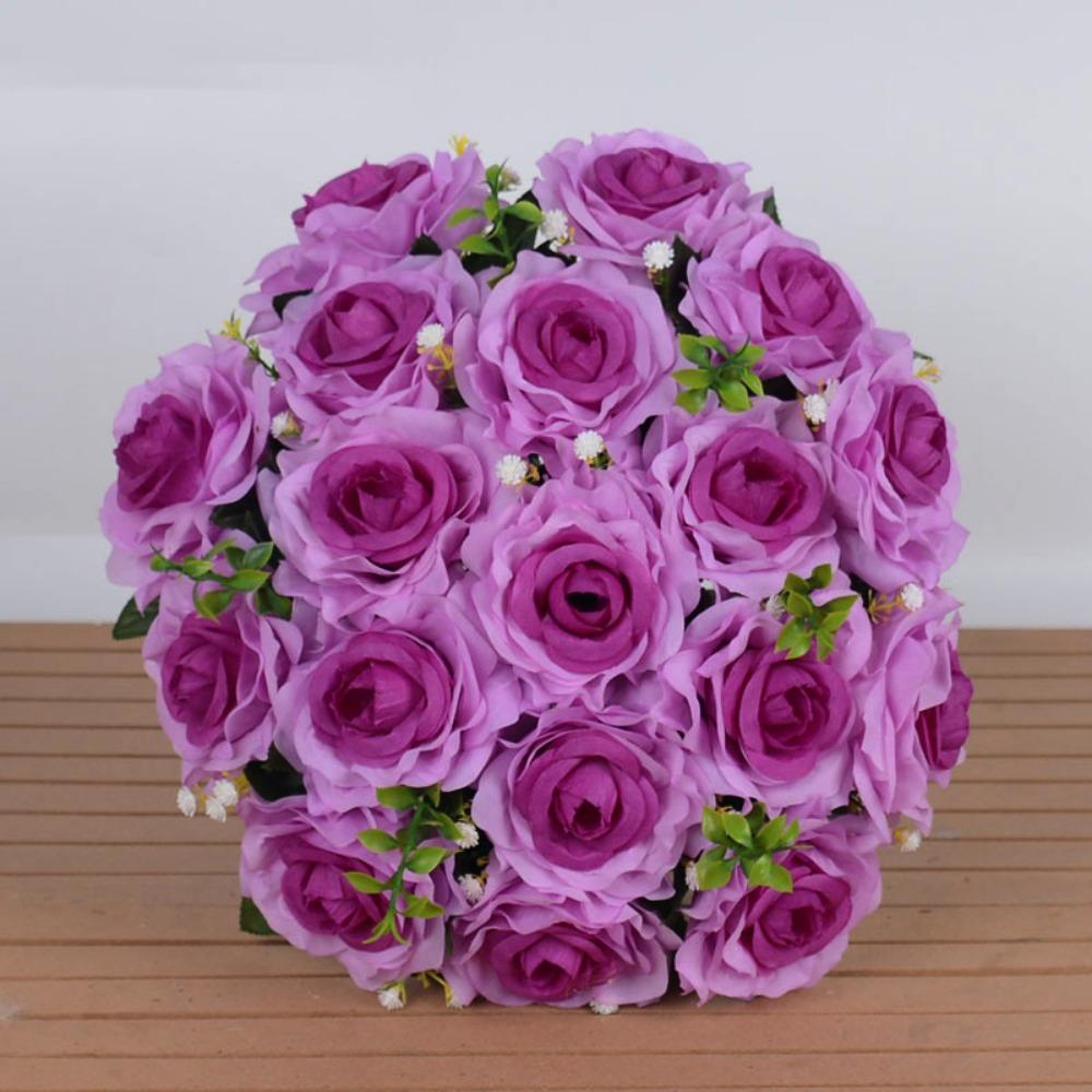 

18 Heads Real Happy Flower 10 Colors Mini Valentine s Day Flowers Photography Photo Gift Crystal Grass Bouquet Home Decorative фиолетовый