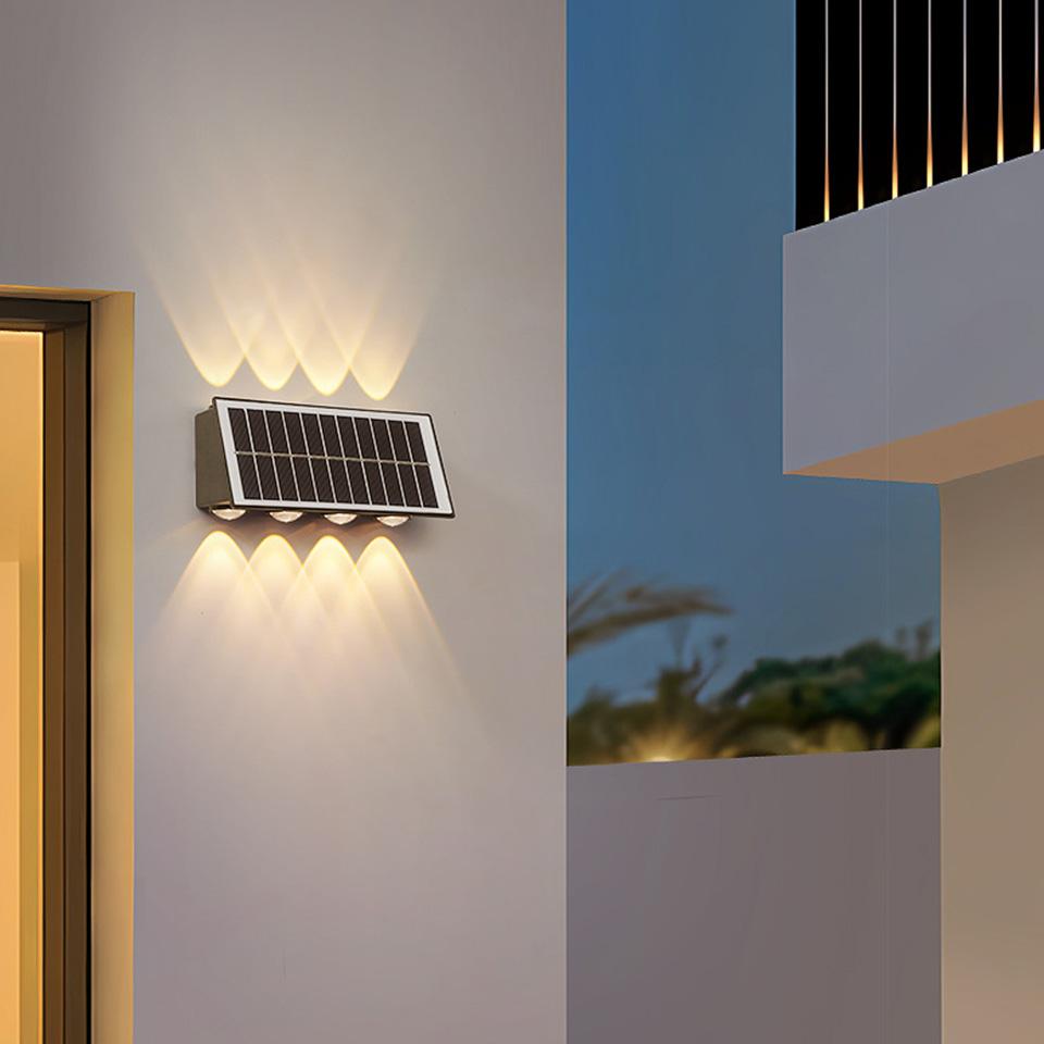 LED Solar Spotlights Outdoor Wall Lamps Waterproof 8W Garden Decor Lamps Up And Down Lighting For Courtyard Porch Balcony Garden
