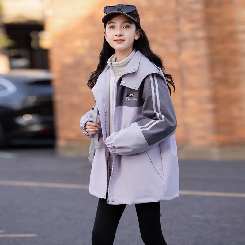 Girls' 3-in-1 Thickened Fleece-Lined Windproof Outdoor Jacket