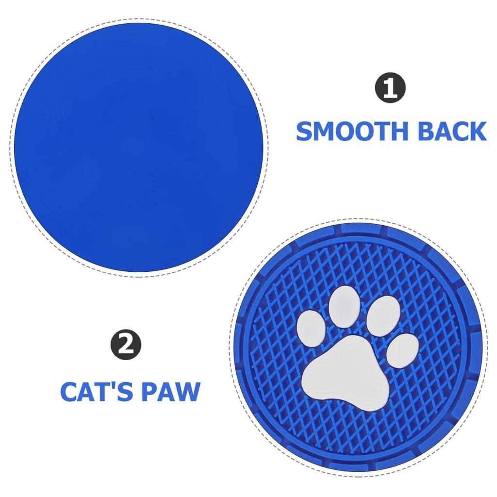 LEDMOMO Car Paw Print Set of 7cm Drink Holder PVC Heat Stain Noise Car Interior Blue Coasters, Design, 4, Diameter, Compatible, Non-Slip, Washable,
