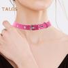 Men Necklace Vintage Punk Style Adjustable Faux Leather Solid Color Bukle Pin Neck Belt Party Club Choker Adult Jewelry