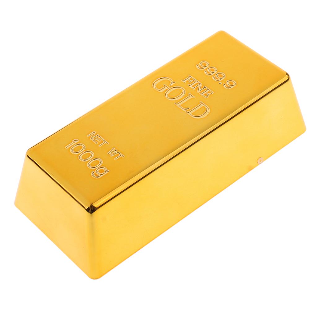 1kg Creative Fake Gold Bar Plastic Golden Paperweight Bullion Bar Simulation New Gold Brick Shape Home Decor for Gifts