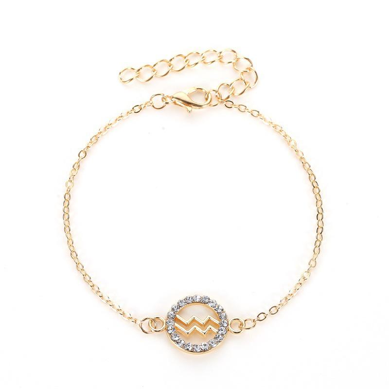Hot-Selling Zodiac Diamond Bracelet - Stylish Round Hollow Design for Students and Couples
