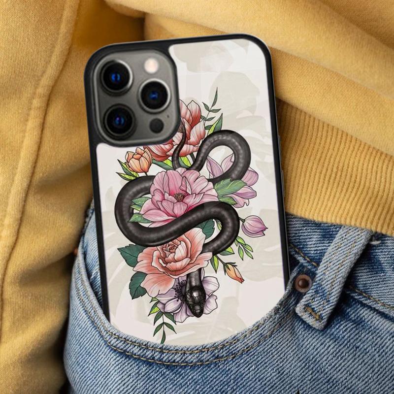 Flower snake Soft Phone Case for iPhone 17 Air 16e Pro max 15 Pro 13 14 Plus 11 12 MagSafe Magnetic Coque