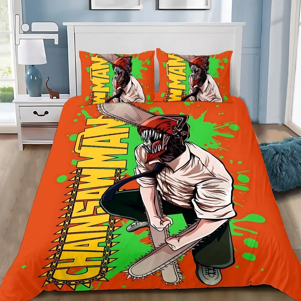 Exquisite 3D Chainsaw Man Wallpaper Anime Printing Bedding Set Duvet Cover Comforter Bed Adult Youth Girl Boy Gift