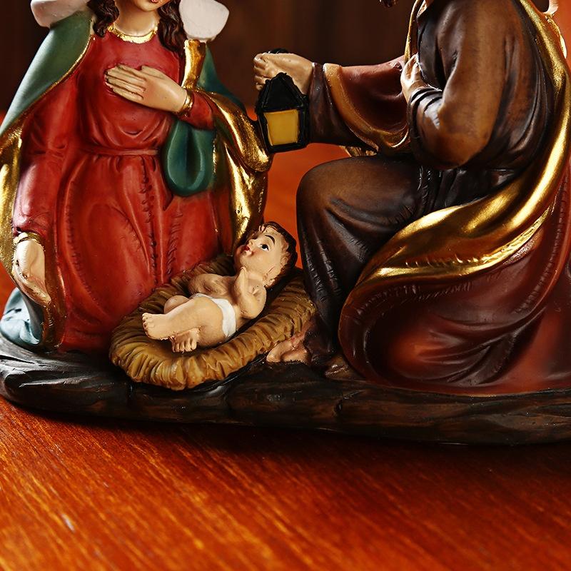 Decoração Clássica da Cena do Nascimento de Jesus em Resina Conjunto de Estátuas para Decoração de Interior de Casa