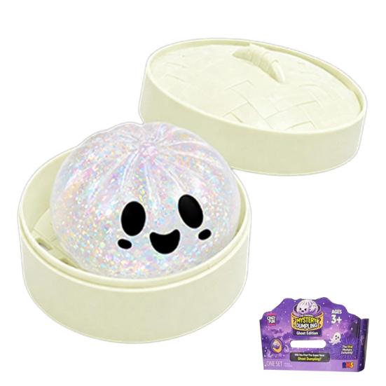 Steamed Bun Stress Relief Toy 1/4/5Pcs Halloween Dumpling Squeeze with Steamer Box Cartoon Glitter Portable Relievers Toy Ball Fidget for
