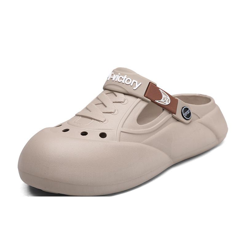 

Summer large size foot hole shoes men s fashion hollow breathable cool slippers outer bag head casual beach shoes 47