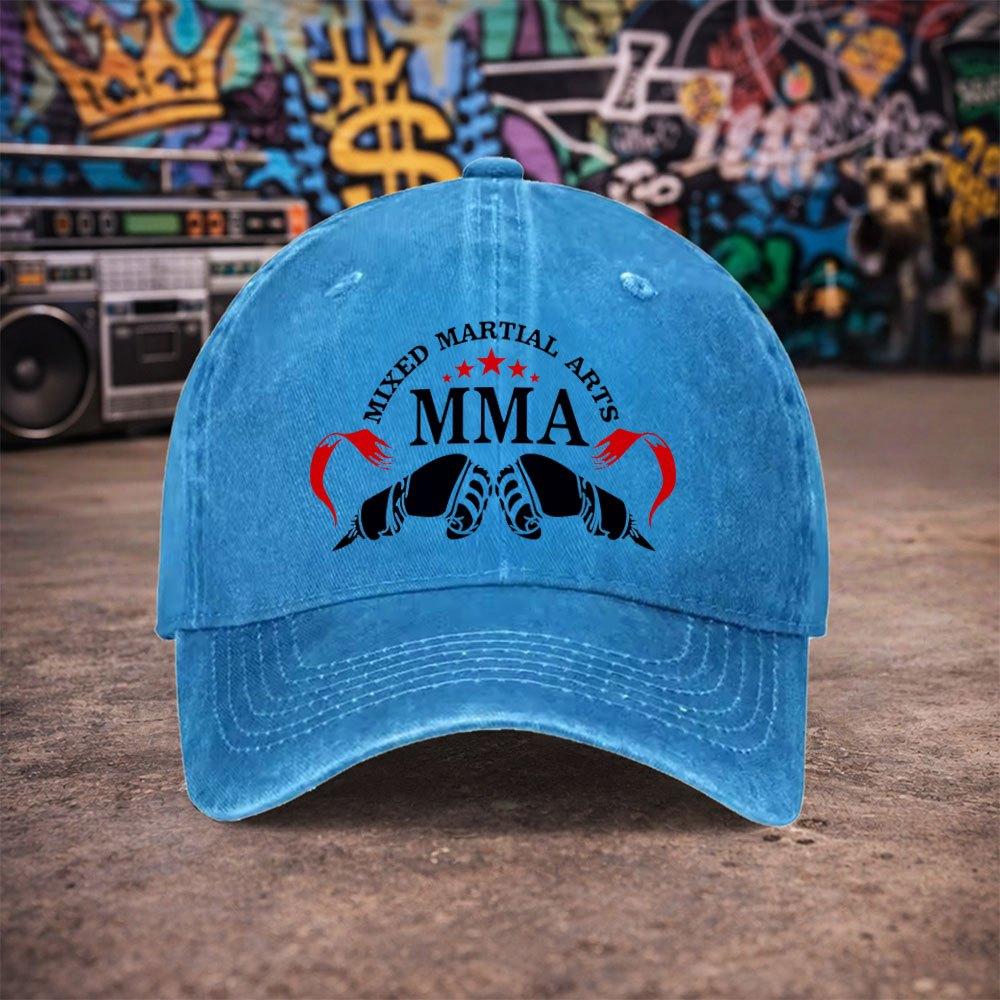 Unisex MMA Vintage Washed Baseball Cap Duckbill Hat with Fighting Print Birthday Gift for Dad or Grandpa Multiple Colors