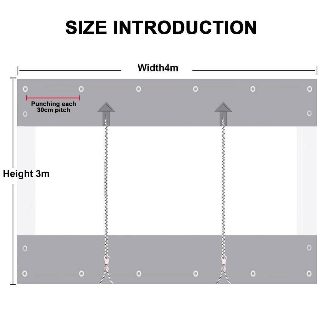 420 G/m² PVC Tarpaulin Transparent with Zip, Waterproof Tarpaulin for Outdoor Furniture, Porch, Pergola