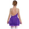 Girls Figure Skating Performance Costume Glittery Rhinestones Lyrical Dance Dress Sheer Mesh Long Sleeves Dancewear