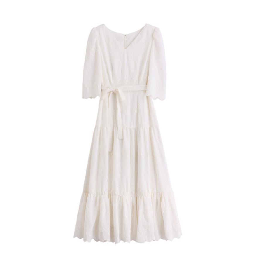 Embroidery Dress Women's Summer New Design Temperament Waist Thin Holiday Skirt